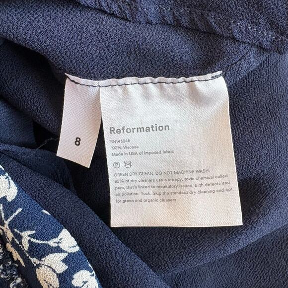 Reformation Fraise Dress Elyse Mini Blue Floral Size 8 - Picture 4 of 4